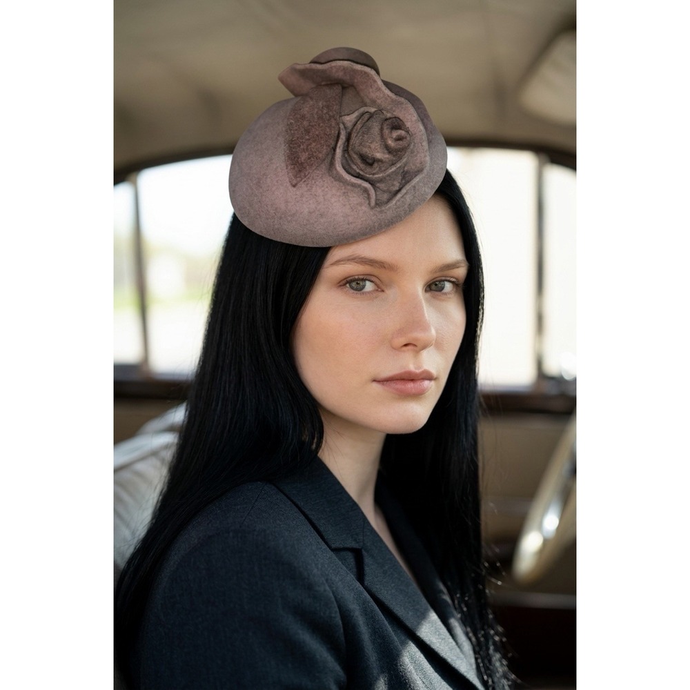 Vintage Wool Felt Fascinator Hat Talk hat handmade by Sharon Nouveau hats